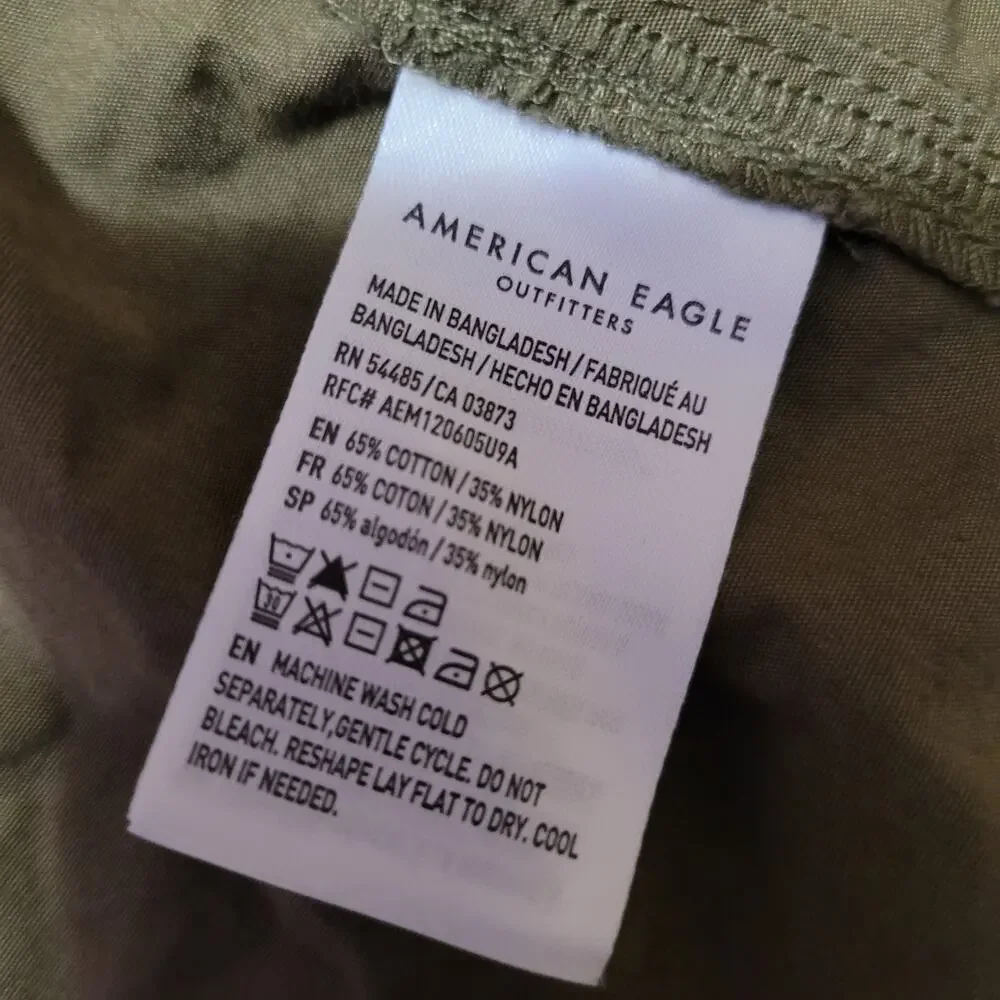 American Eagle Parka Military Style Jacket Mens Size Xs Green Full Zip Oversized